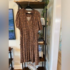 Treasure & Bond Split Neck Smock Waist Dress